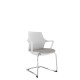 White Perforated Back Chair With Integrated Arms, Upholstered Seat And Chrome Cantilever Frame